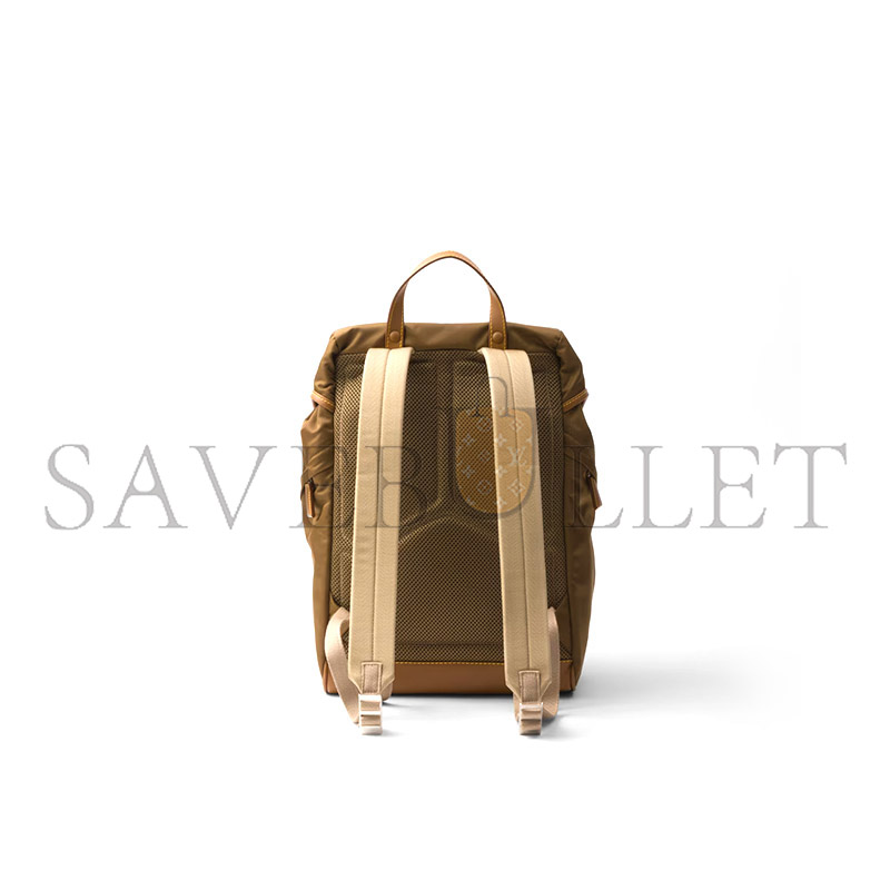 Pra*a re-nylon and leather backpack 2vz135 f0594 (45*27*17cm)